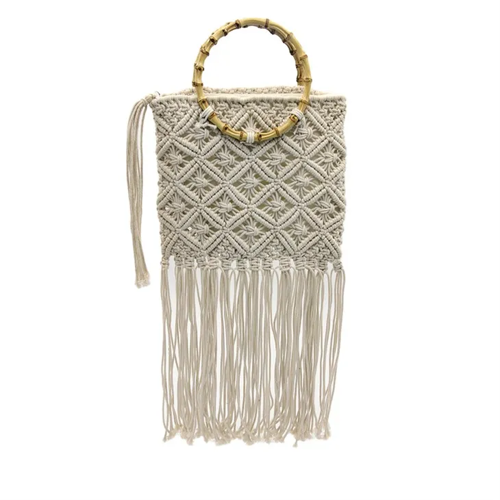 मध्यम बांस क्रोकेट बैग